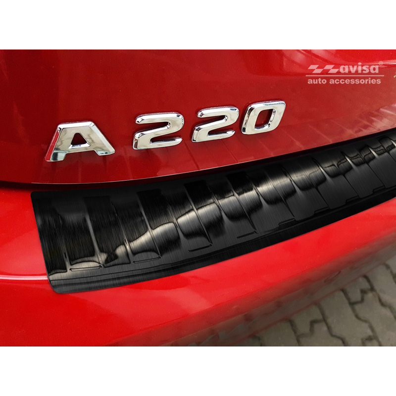 Zwart RVS Achterbumperprotector  Mercedes A-Klasse W177 HB 2018- incl. AMG & EQ 'Ribs'