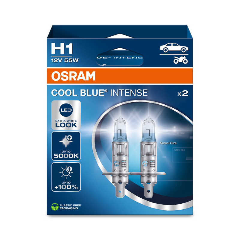 Osram Cool Blue Intense NextGen Halogeen lampen - H1 - 12V/55W - set à 2 stuks
