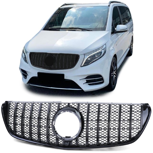 Grill Mercedes V-Class W447 (14-19) GT Look Zwart Camera