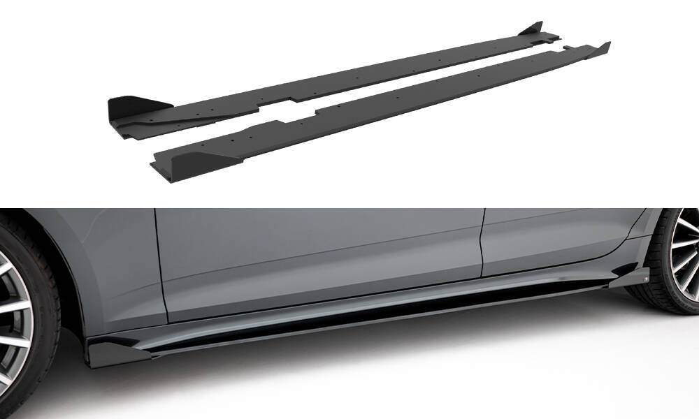Street Pro Zijskirts + Flaps Audi A5 Sportback F5 Facelift Maxton Glanzend zwart