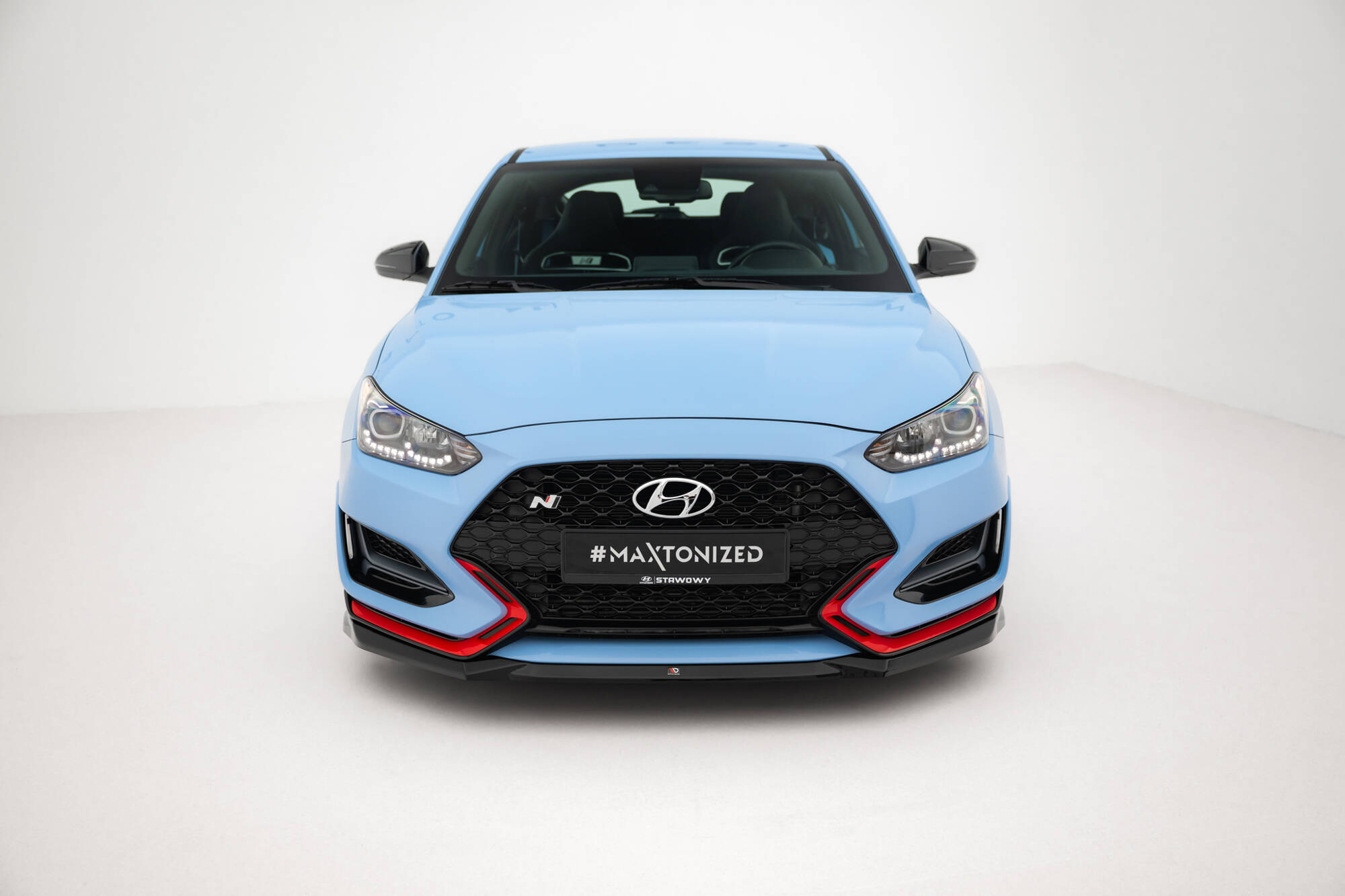 Street Pro Voorspoiler V.1 Hyundai Veloster N MK2 Maxton Glanzend zwart