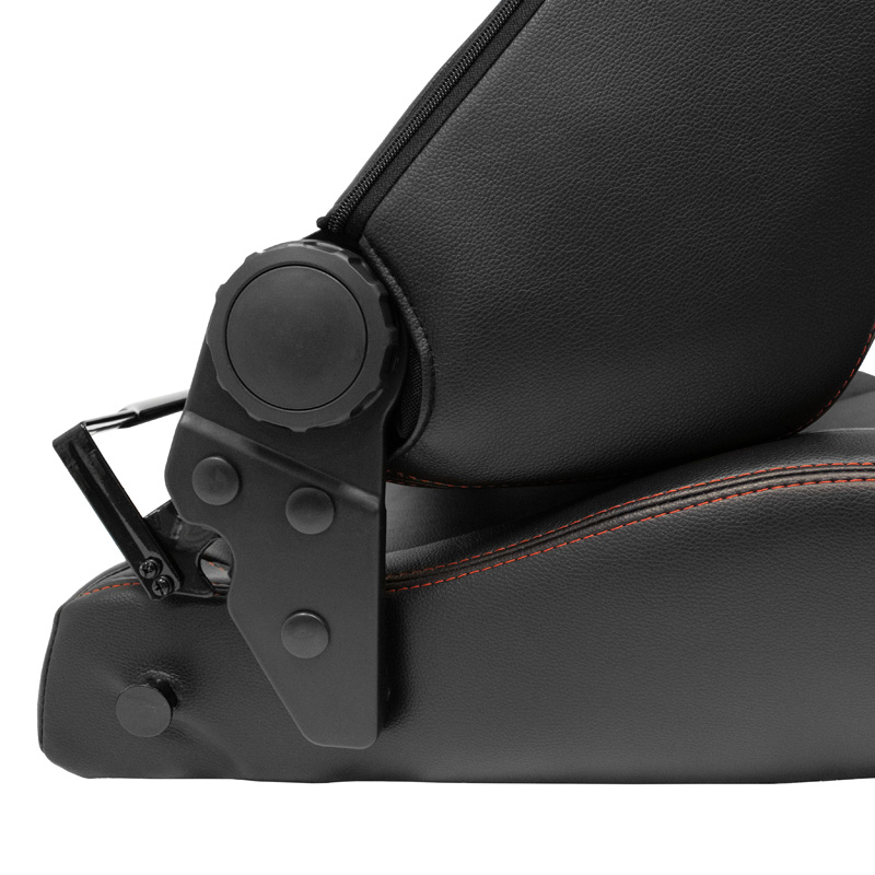 Sportstoel 'VGR' - Zwart Kunstleder + Lichtgrijs Stof/Suede + Rode stiksels - Dubbelzijdig verstelbare rugleuning - incl. sledes
