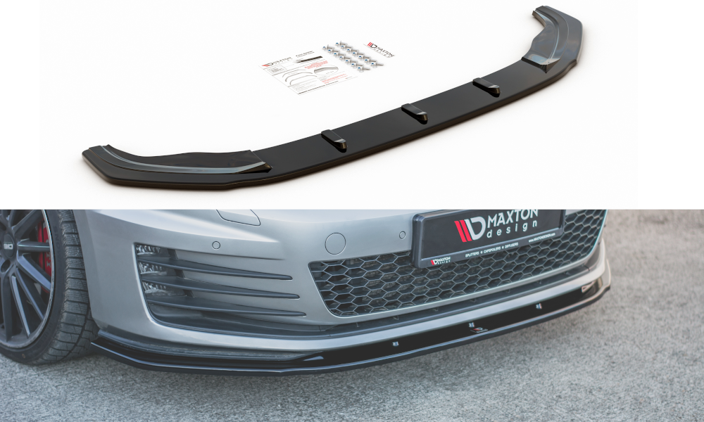 Voorspoiler V.1 VW Golf 7 GTI Maxton Glans Zwart