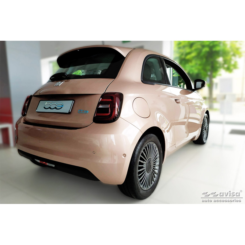 Zwart RVS Achterbumperprotector  Fiat 500e Berlina, 3+1 & Cabrio 3-deurs 2020- 'Ribs'