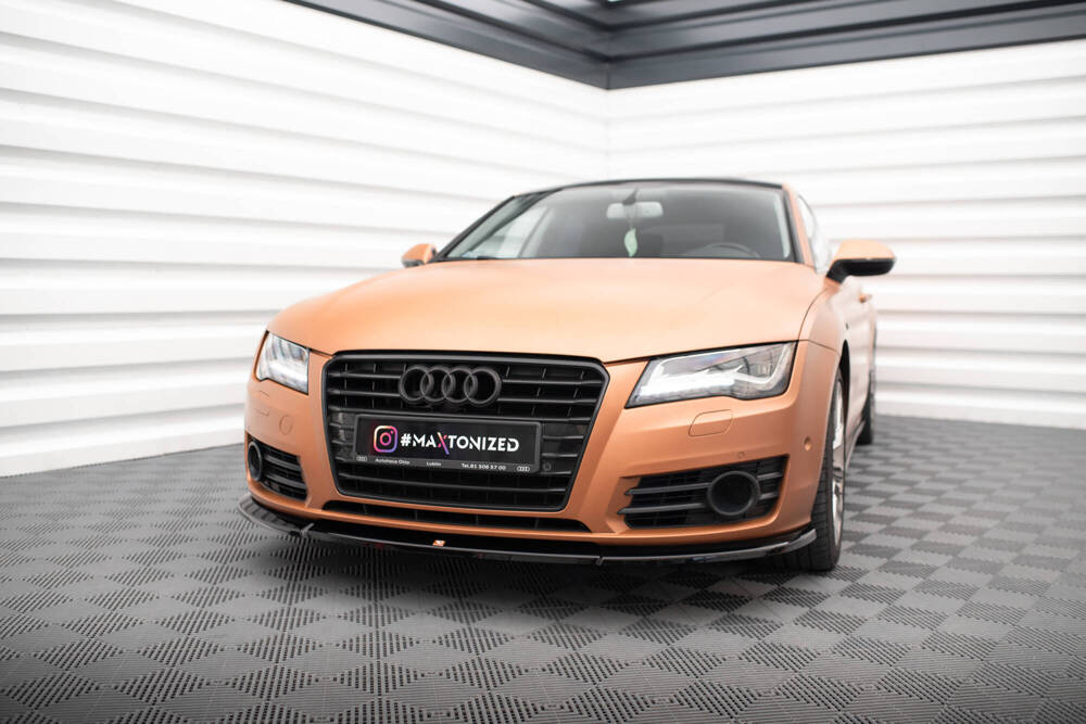 Voorspoiler V.1 Audi A7 C7 Maxton Glans Zwart