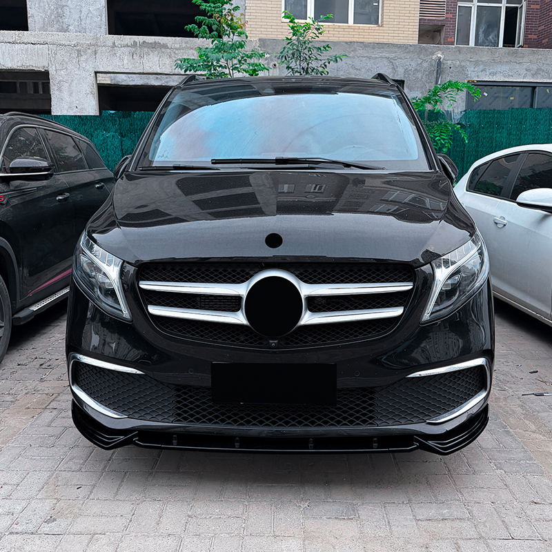 Voorspoilerlip  Mercedes V-Klasse (W447) SE 2019-2023 (Glanzend Zwart ABS)
