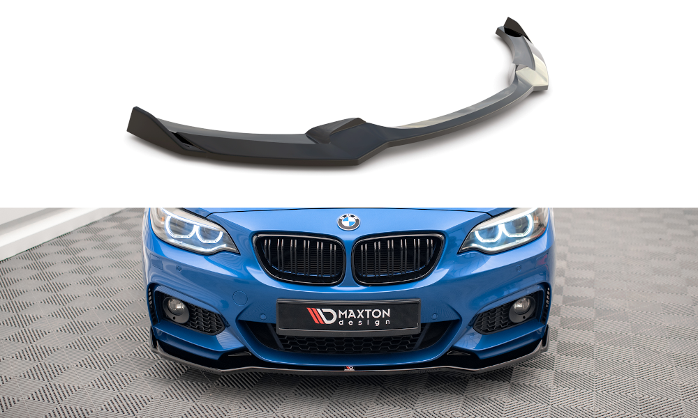 Voorspoiler V.1 BMW 2 Serie M Pakket F22 Maxton Glans Zwart