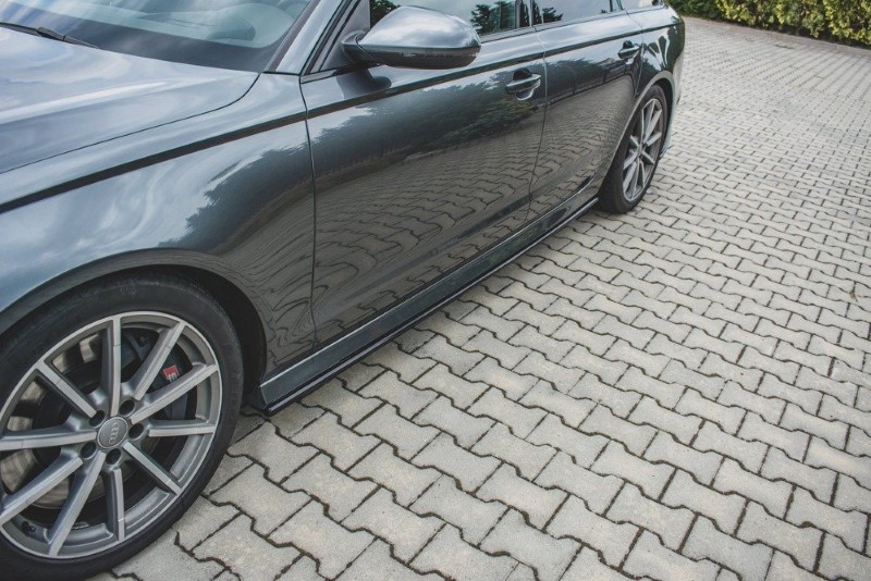 Zijskirts Diffusers Audi S6 / A6 S-Line C7 FL Glanzend Zwart