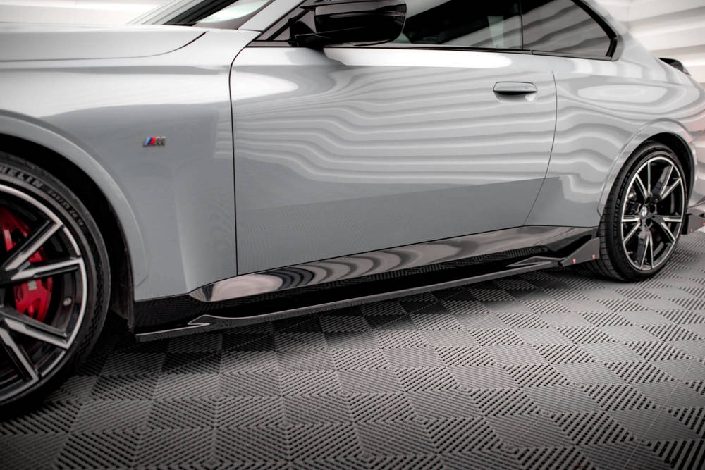 Zijskirts V.2 met Canards BMW 2 Serie G42 Coupe M Pakket & M240i Maxton Glans Zwart