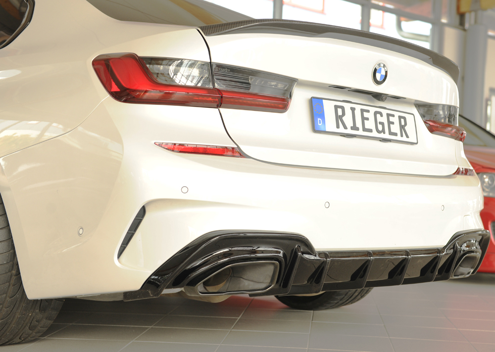 Diffuser BMW 3 Serie G20 M340i Rieger Glans Zwart voor Trekhaak
