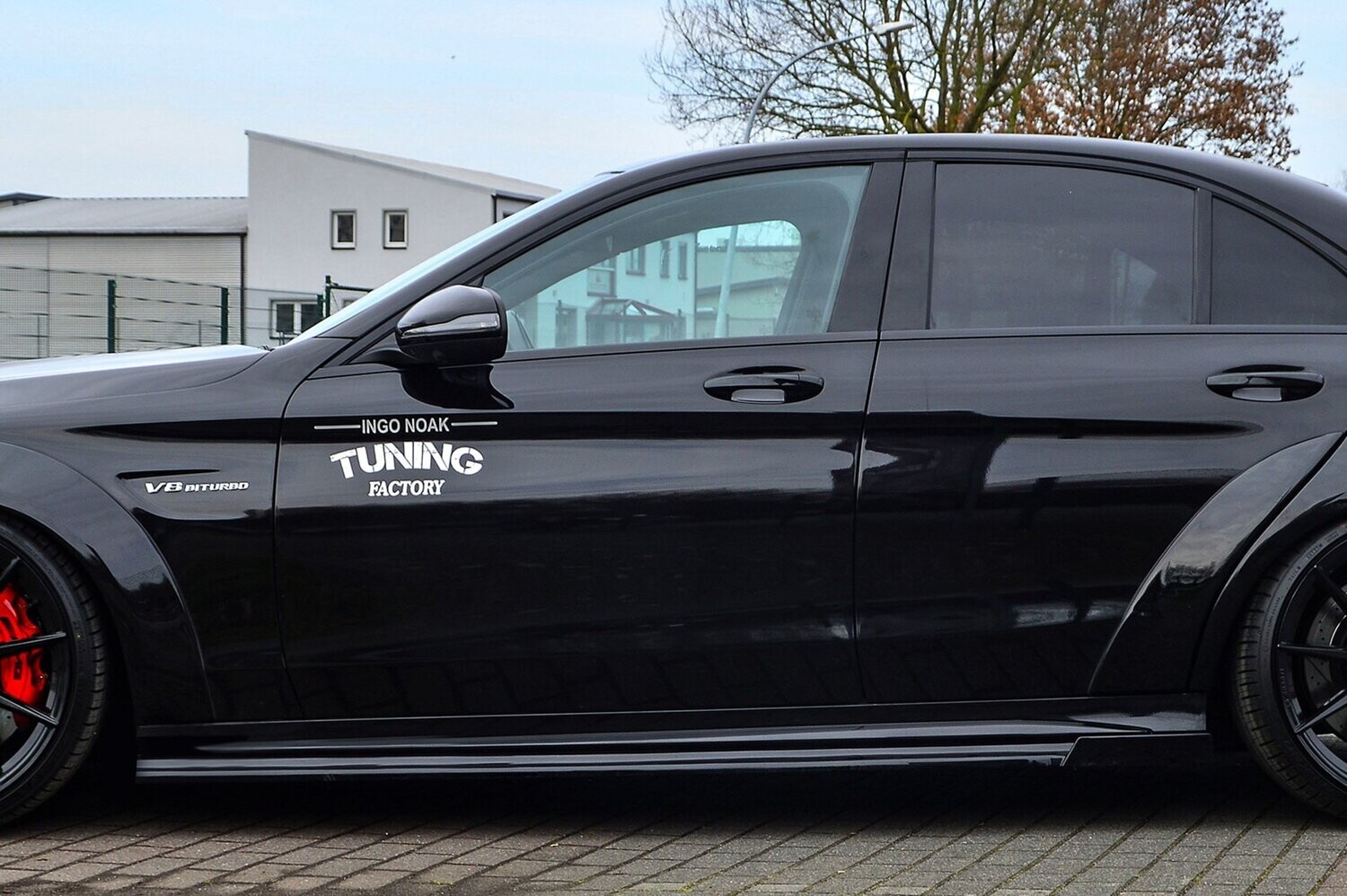 Zijskirts met vleugel voor+achterzijde Mercedes C-Klasse C63AMG+S