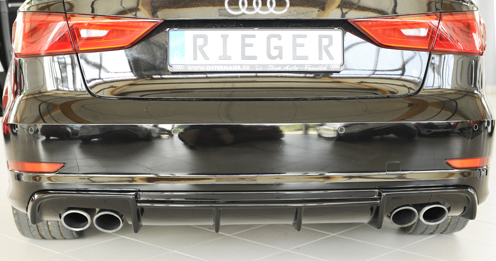 Achter Skirt Audi A3 8V 12-16 S-line Rieger Glans Zwart
