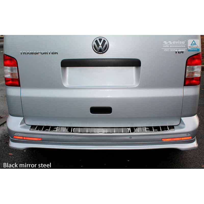 Zwart-Chroom RVS Achterbumperprotector  VW Transporter T5 2003-2015 (alle) & T6 2015- / FL 2019- (met achterdeuren) 'Ribs'