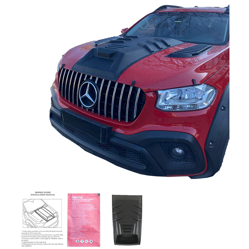 Motorkapluchtinlaat (Scoop)  Mercedes X-Klasse W470 2017- - Matzwart
