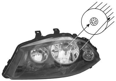 koplamp, H7+H3, elektr verstelb, rechts,-12/2005 Seat Ibiza/Cord
