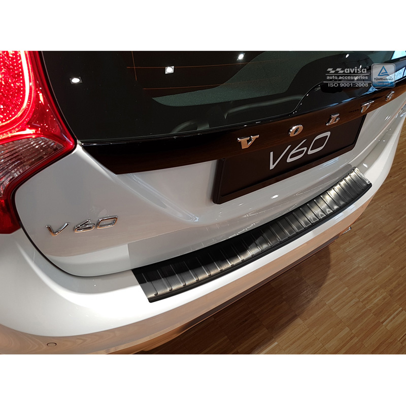 Zwart RVS Achterbumperprotector  Volvo V60 2010-2018 'Ribs'