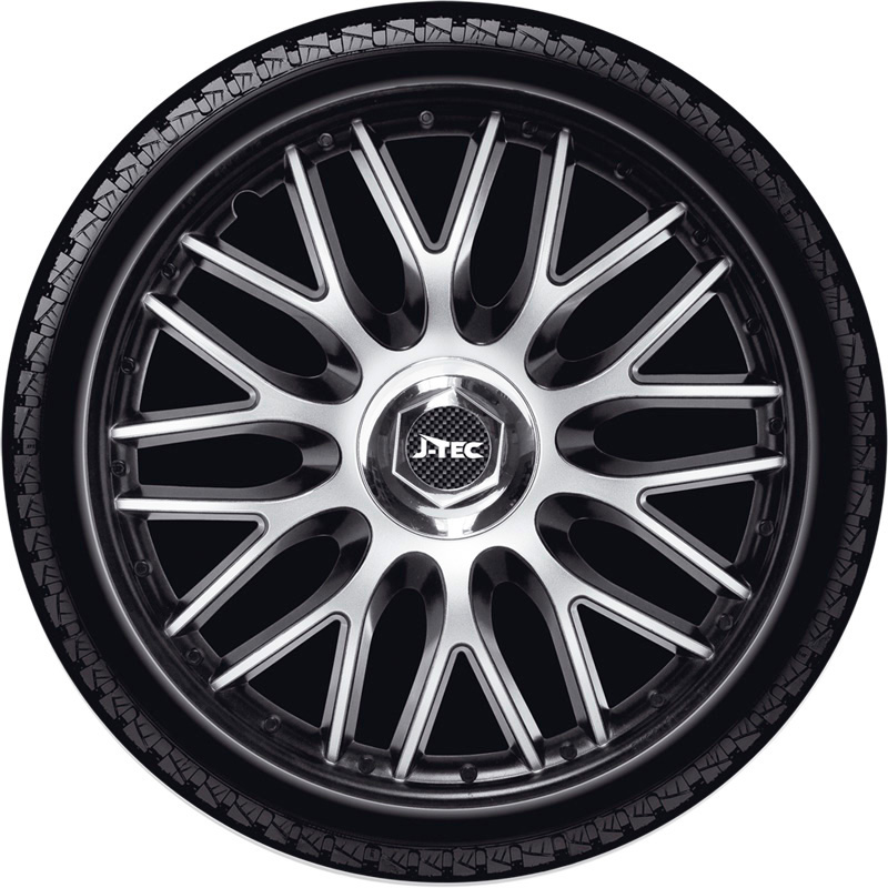 4-Delige J-Tec Wieldoppenset Orden 16-inch zwart + chroom ring
