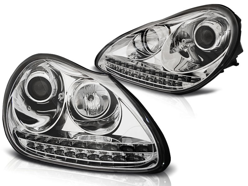 Koplampen Porsche Cayenne Xenon LED DRL Chroom