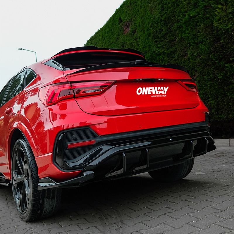 Oneway Achterbumperskirt (Diffuser)  Audi Q3 (F3N) Sportback S-Line 2019-2025 excl. RSQ3 - Glanzend zwart