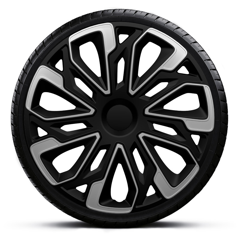 4-Delige Wieldoppenset Estoril 14-inch zilver/zwart