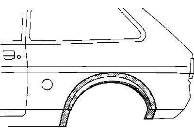 spatbordrand, links Ford Fiësta, 1983-1989