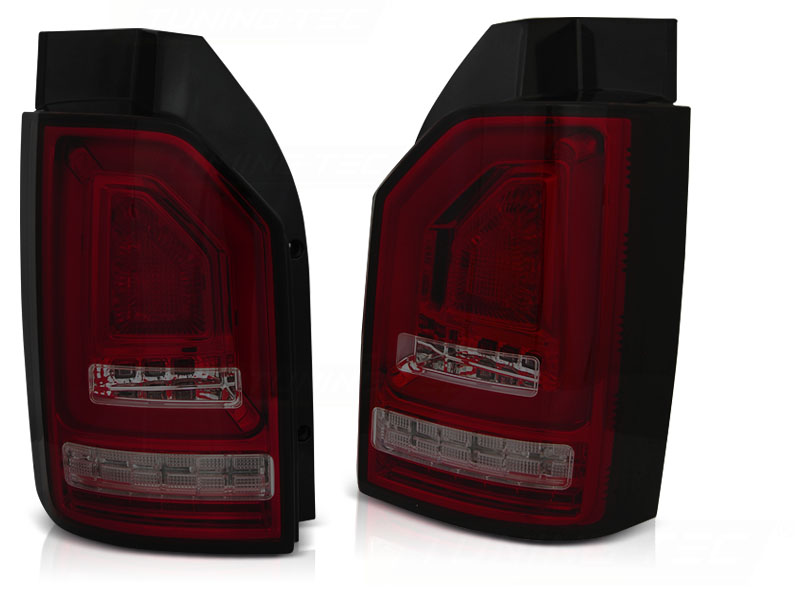 Achterlichten VW Transporter T6 LED Tube Dynamic Achterdeuren rood/smoke