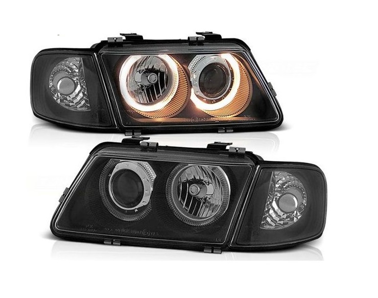 Koplampen Audi A3 8L 96-00 Angel Eyes Zwart