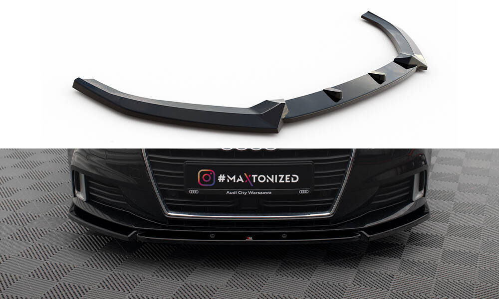 Voorspoiler V.1 Audi A3 8V Sportback FL 16-20 Maxton Glans Zwart