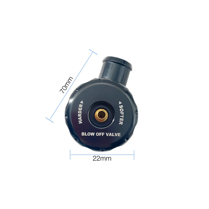Simoni Racing Universele Blow-Off Valve Type 13 - voor benzineturbomotoren, met instelbare afblaasdruk - Aansluiting 22mm, Lengte 90mm, Diameter 48mm - Zwart
