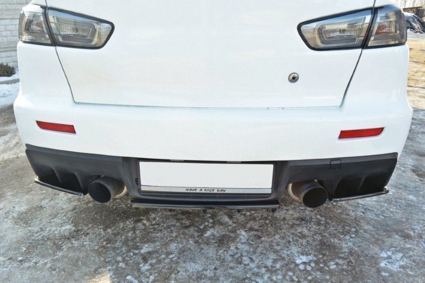 Achterzijde skirts Mitsubishi Lancer Evo X Maxton Design glans zwart