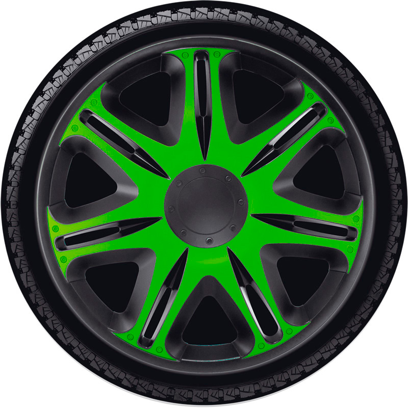 4-Delige J-Tec Wieldoppenset Nascar 13-inch zwart/groen