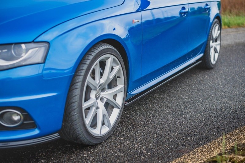 Zijskirts Diffusers Audi S4 / A4 / A4 S-Line B8 / B8 FL Glanzend Zwart