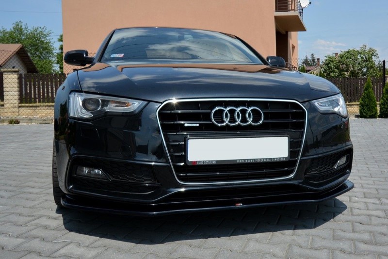 Voorspoiler Audi S5 / A5 S-Line F5 Coupe / Sportback V.1 Glanzend Zwart