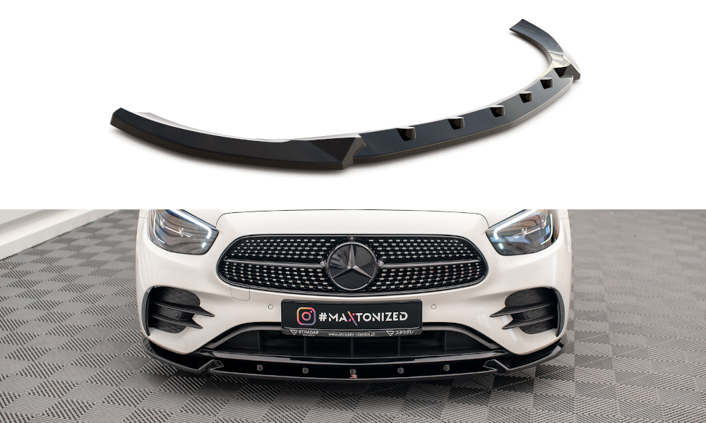 Voorspoiler V.2 Mercedes E Klasse W213 FL AMG Line Maxton Glans Zwart