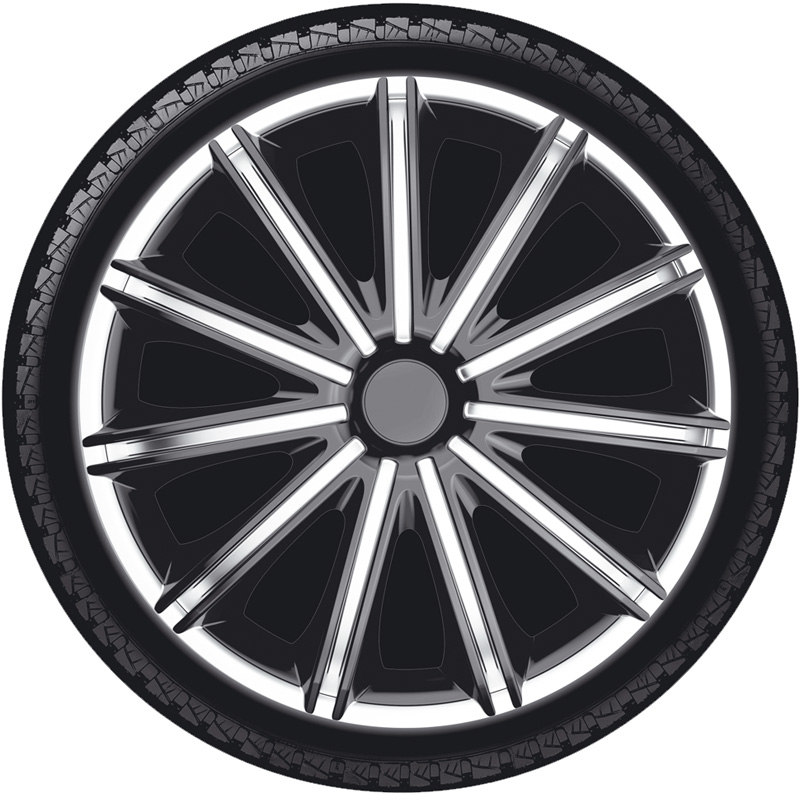 4-Delige Wieldoppenset Nero 15-inch zilver/zwart