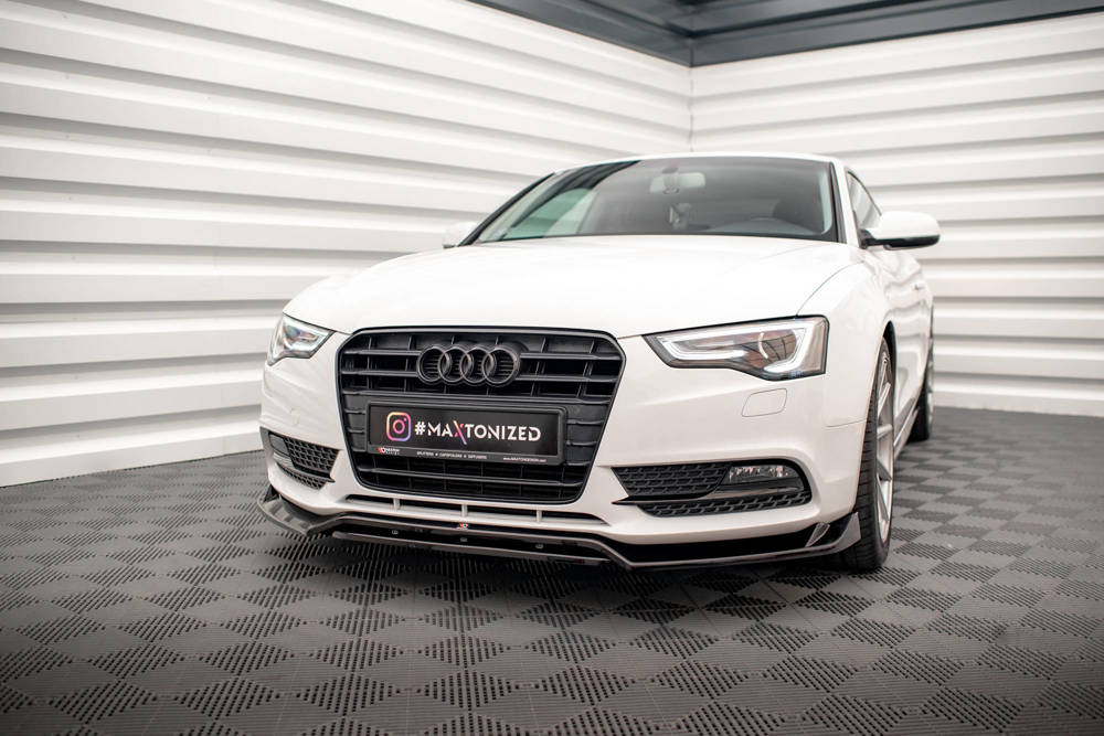 Voorspoiler V.2 Audi A5 Coupe 8T Facelift  2011 - 2016  Maxton Glans Zwart