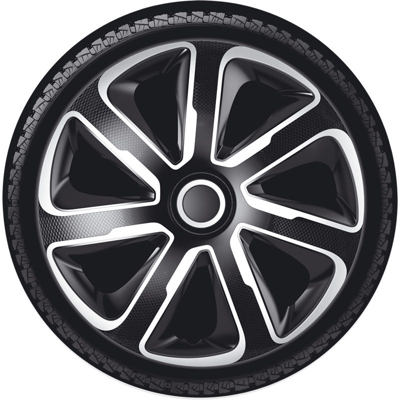 4-Delige Wieldoppenset Livorno 15-inch zilver/zwart carbon-look