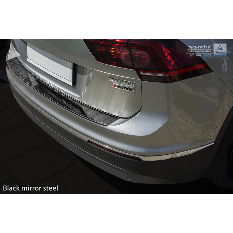 Zwart-Chroom RVS Achterbumperprotector  Volkswagen Tiguan II incl. Allspace & R-Line 2016-2020 & FL 2020-2024 'Ribs'
