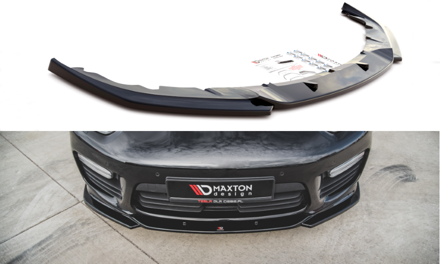 Voorspoiler Porsche Panamera Turbo 970 Maxton Design glans zwart V.2