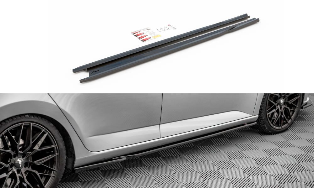 Zijskirts Skoda Fabia MK3 Glans Zwart Maxton