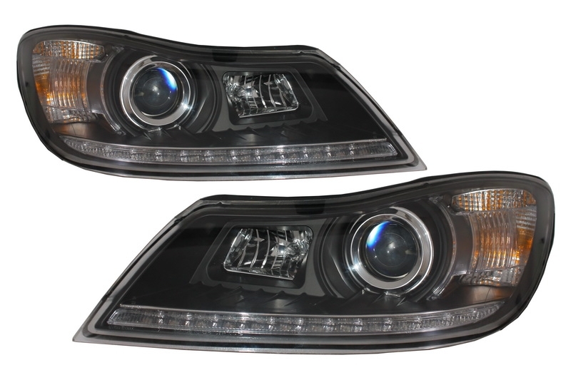 Koplampen Skoda Octavia 09-12 DRL look Devil Eyes zwart