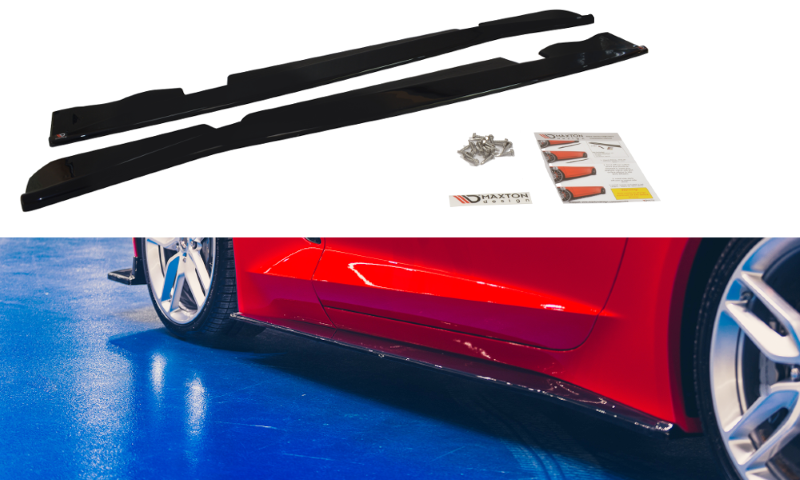 Zijskirts Diffusers Chevrolet Corvette C7 Glanzend Zwart