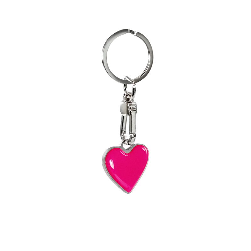 RVS sleutelhanger - 'Heart' Roze