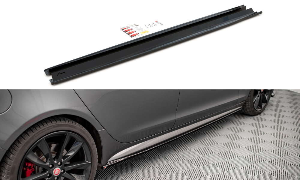 Zijskirts Jaguar XF R-Sport Mk2 Maxton Glans Zwart