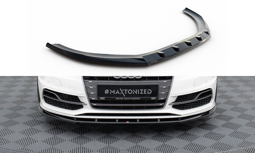 Voorspoiler V.1 Audi S3 / A3 S-Line 8V Sportback / Hatchback Maxton Glans Zwart