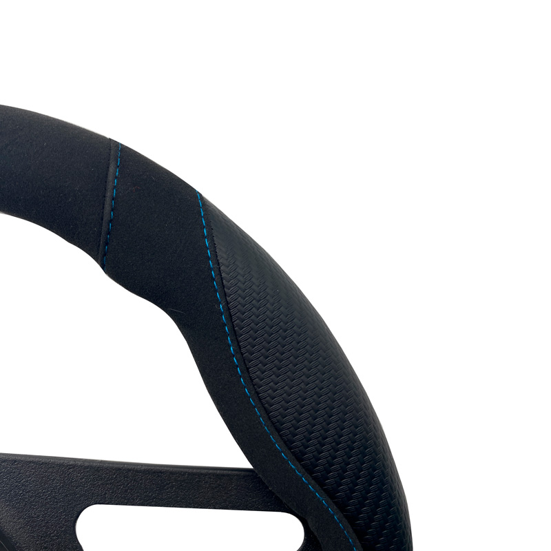 Simoni Racing Stuurwielhoes Good Vibe B - Zwart Eco-Leder/Microvezel/Carbon Look + Blauwe Accenten - 37-39cm