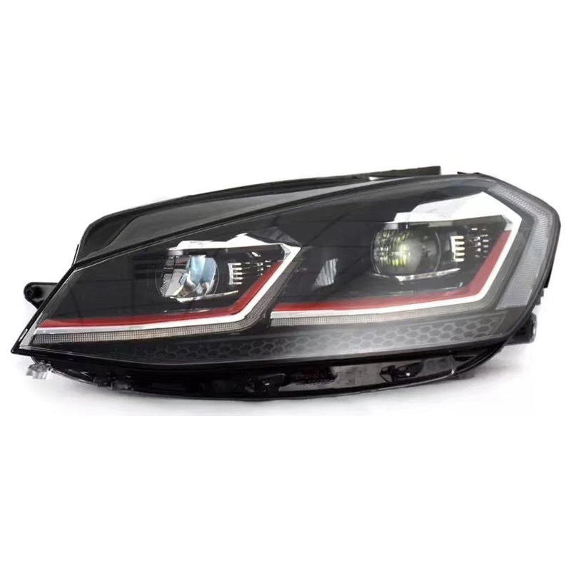 Set Koplampen  Volkswagen Golf VII Facelift (7.5) 2017- - Zwart/Rood - incl. Dynamic Running Light