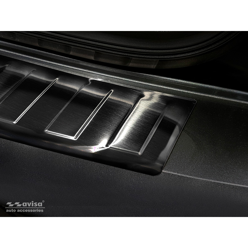 Zwart RVS Achterbumperprotector  Volkswagen Caddy 2004-2015 & FL 2015-2020 'Ribs'